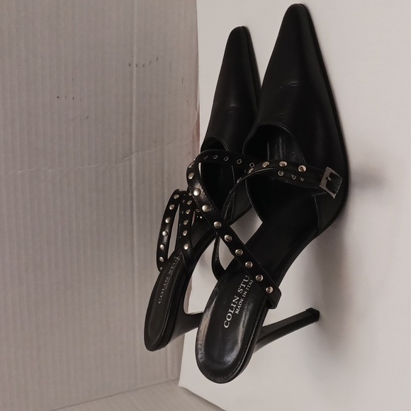 Colin Stuart size 7 1/2 B women's black ankle strap high heels shoe. - Picture 4 of 17